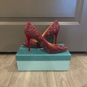 Betsey Johnson Red Embellished Stilettos